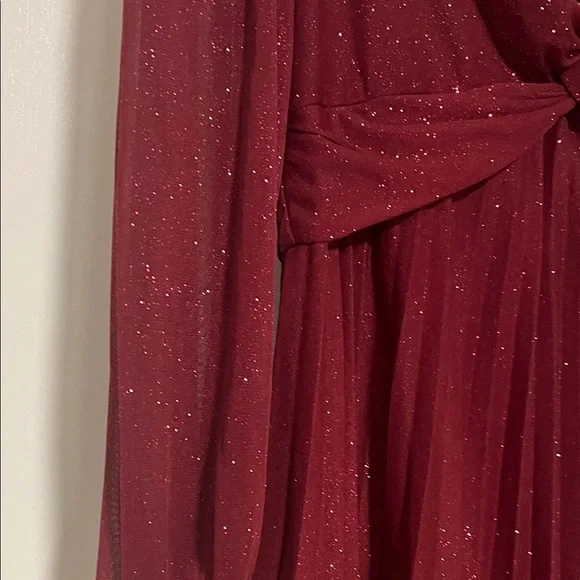 Maison Tara Burgundy Long Sleeve Dress with Sparkle - Picture 4 of 7